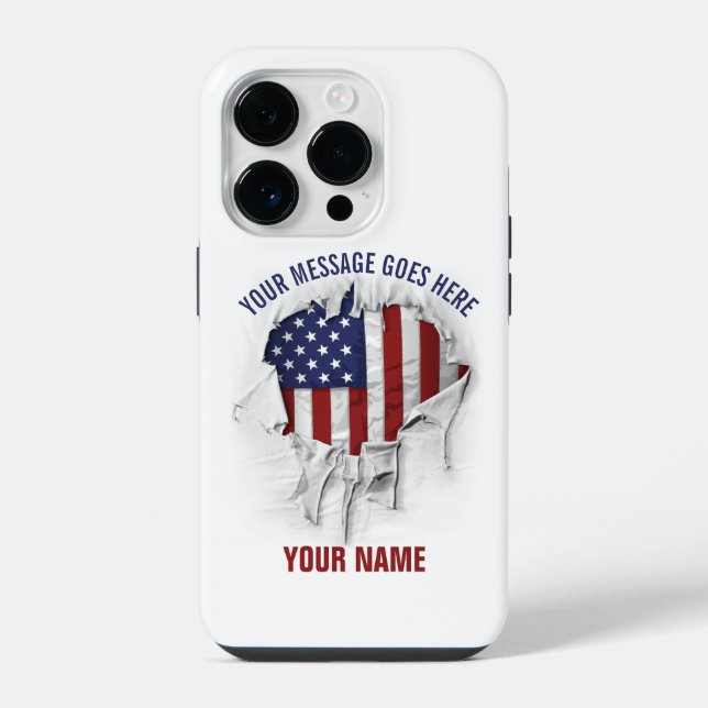 Coque iPhone Drapeau américain déchiré, déchiré Coque-Mate (Verso)