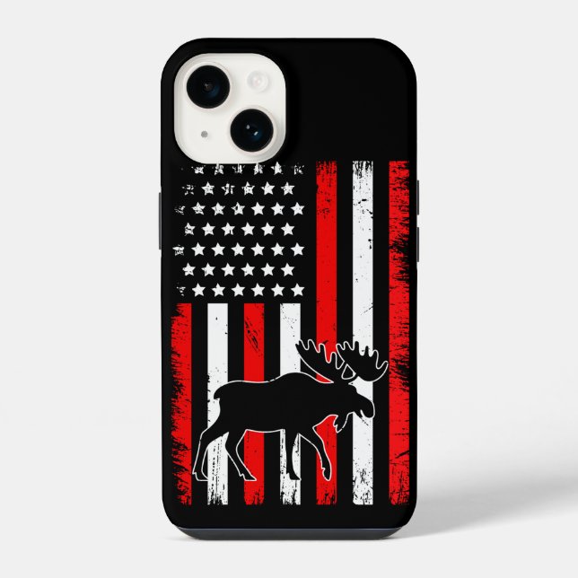 Coque iPhone Drapeau américain d'élan (Verso)