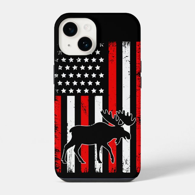 Coque iPhone Drapeau américain d'élan (Verso)