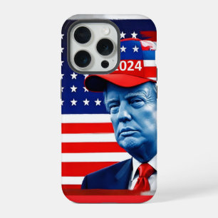 Coque iPhone 15 Pro Drapeau américain Donald Trump 2024