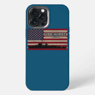 Etui iPhone 13 Pro Max Drapeau américain du navire USS Hurst DE 250 WW2