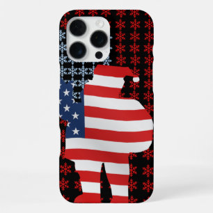 Coque iPhone 16 Pro Max Drapeau américain du Père Noël