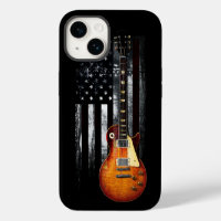 Drapeau Américain Guitare Rock N Roll Rétro