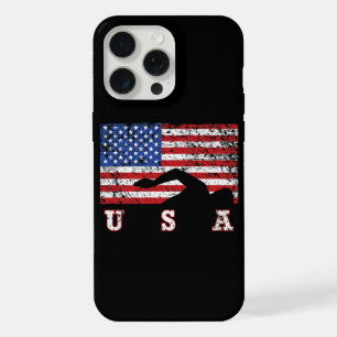 Coque iPhone 15 Pro Max Drapeau Américain Natation USA Cadeau Équipe de Na