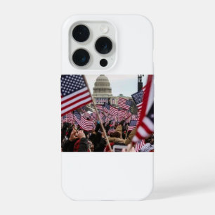 Coque iPhone 15 Pro Drapeau américain Patriotique USA Capitole Liberté