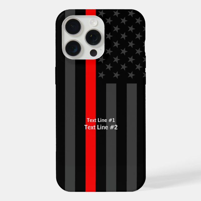 Coque iPhone Drapeau américain personnalisé fin ligne rouge Sym (Verso)