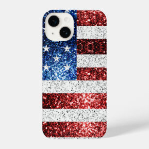 Coque iPhone drapeau américain rouge blanc brillant parties sci