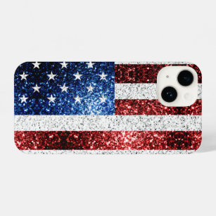 Coque iPhone drapeau américain rouge blanc brillant parties sci