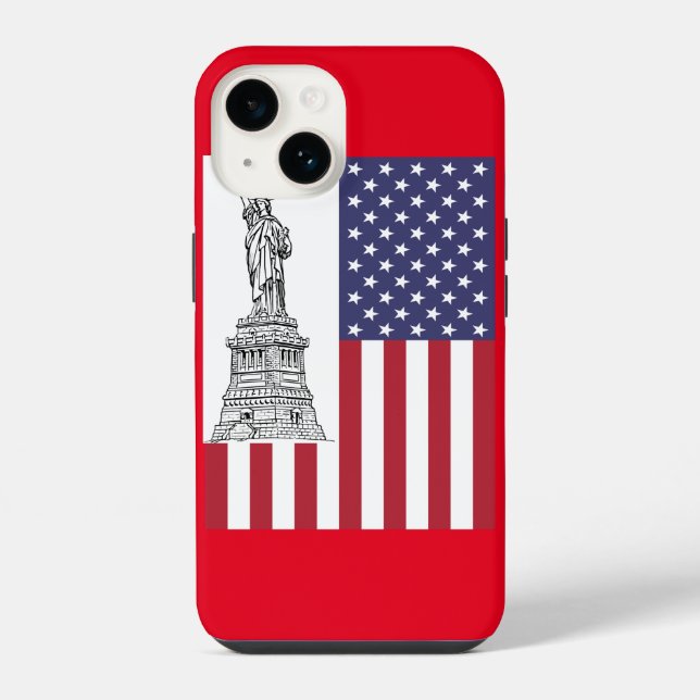 Coque iPhone Drapeau américain Statue de la Liberté vintage  (Verso)