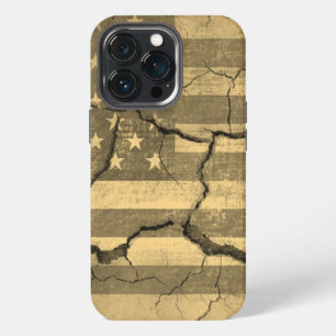 Etui iPhone 13 Pro Drapeau américain sur mur fissuré
