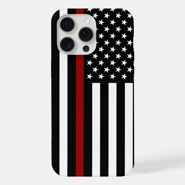 Coque iPhone Drapeau américain Thin Red Line (Verso)