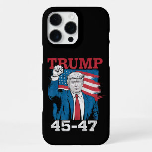 Coque iPhone 16 Pro Max Drapeau américain Trump 45 47 Vintage Rétro USA
