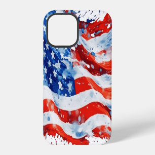 Coque iPhone 12 Pro Drapeau américain USA Aquarelle 4 juillet