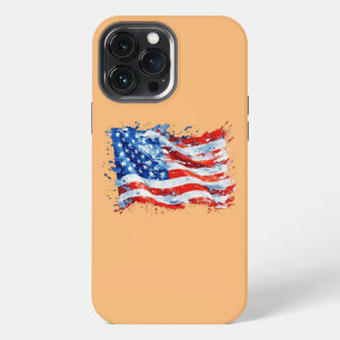 Etui iPhone 13 Pro Max Drapeau américain USA Aquarelle 4 juillet