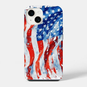 Coque Pour iPhone 14 Drapeau américain USA Aquarelle 4 juillet