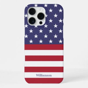 Coque iPhone 16 Pro Max Drapeau Américain USA Patriotique Étoiles Bandes N