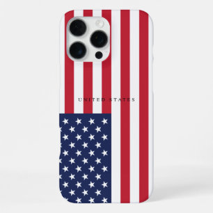 Coque iPhone 16 Pro Max Drapeau américain vertical patriotique Typographie