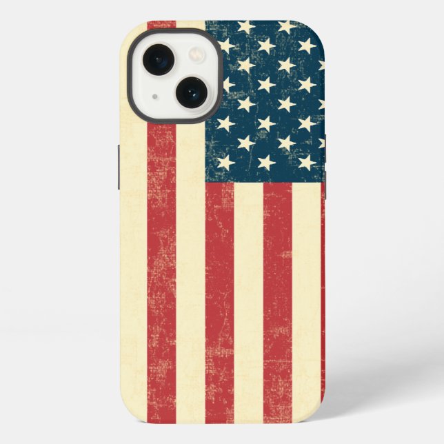 Coque iPhone Drapeau américain vieilli délavé (Verso)