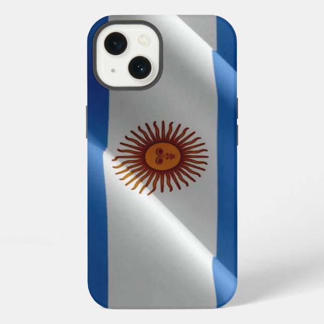 Coque iPhone Drapeau argentin qui flotte (Verso)