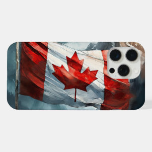 Coque iPhone 15 Pro Max Drapeau canadien des montagnes Rocheuses en aquare
