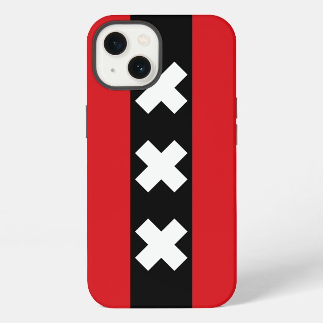 Coque iPhone Drapeau d'Amsterdam, Pays-Bas (Verso)