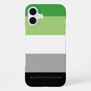 Coque iPhone 16 Plus Drapeau de fierté aromantique de SlipperyJoe's cad
