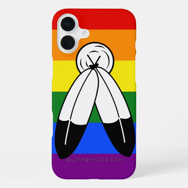 Coque iPhone Drapeau de fierté bispirituel de SlipperyJoe Symbo (Verso)