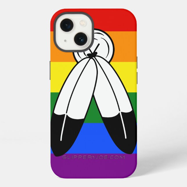 Coque iPhone Drapeau de fierté bispirituel de SlipperyJoe's sym (Verso)