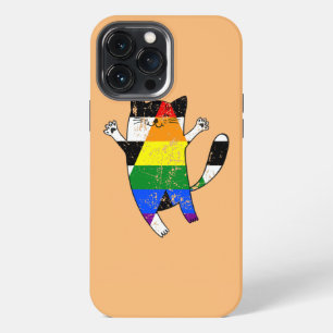 Etui iPhone 13 Pro Max Drapeau de fierté d'allié straight drôle de chat A