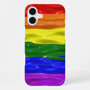 Coque iPhone 16 Plus Drapeau de fierté de SlipperyJoe's vernis liquide