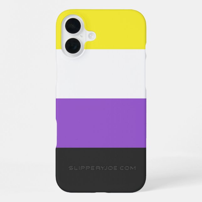 Coque iPhone Drapeau de fierté non binaire de SlipperyJoe's jau (Verso)