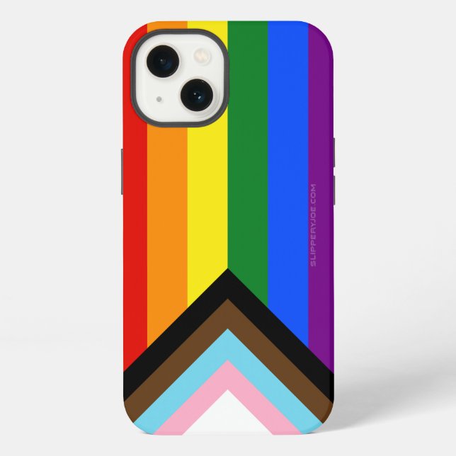 Coque iPhone Drapeau de fierté Progress Pride de SlipperyJoe si (Verso)