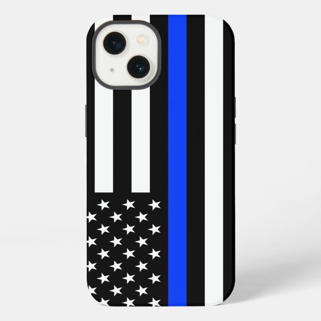 Coque iPhone Drapeau de la police Thin Blue Line (Verso)