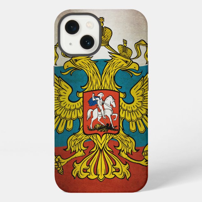 Coque iPhone Drapeau de la Russie qui flotte (Verso)