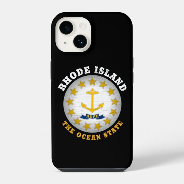 Coque iPhone Drapeau de l'État de l'OCÉAN de RHODE ISLAND (Verso)
