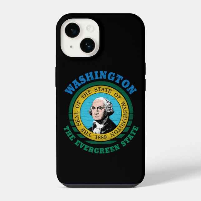 Coque iPhone Drapeau de l'État de Washington toujours vert (Verso)