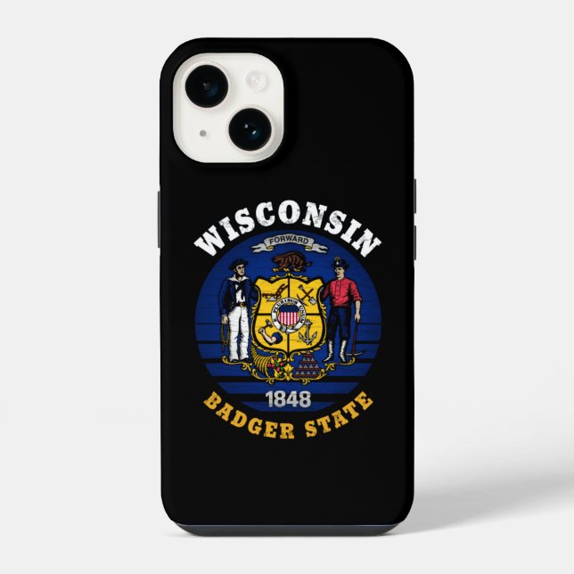 COQUE iPhone DRAPEAU DE L'ÉTAT DU BADGER DU WISCONSIN (Verso)