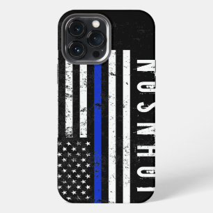 Etui iPhone 13 Pro Max Drapeau de police de style en détresse Nom personn