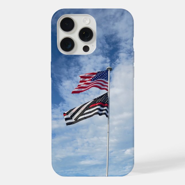 Coque iPhone Drapeau de pompier américain (Verso)