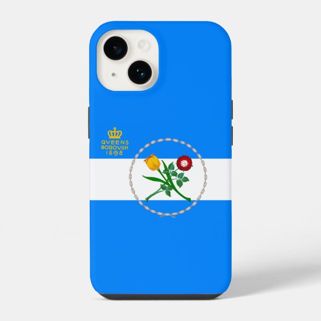 Coque iPhone Drapeau de Queens, NY (Verso)
