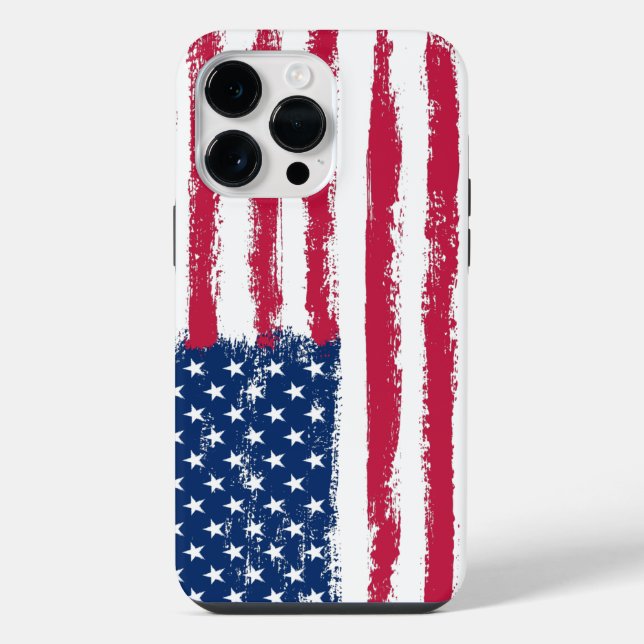Coque iPhone Drapeau des États-Unis brossé grunge (Verso)