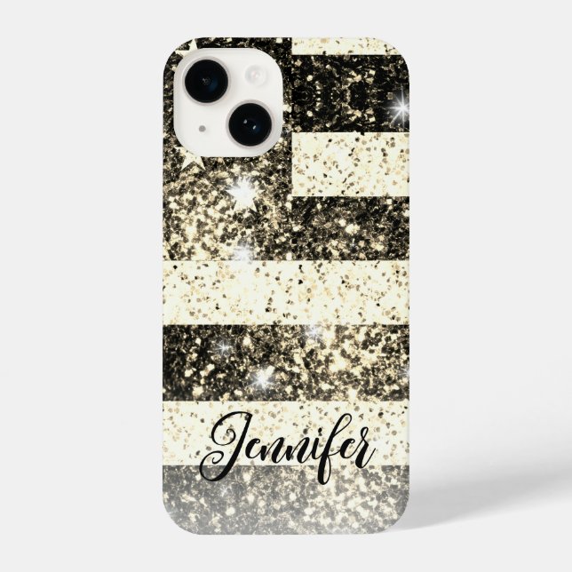 Coque iPhone Drapeau des USA Sepia gold America faux sparkle Vo (Verso)