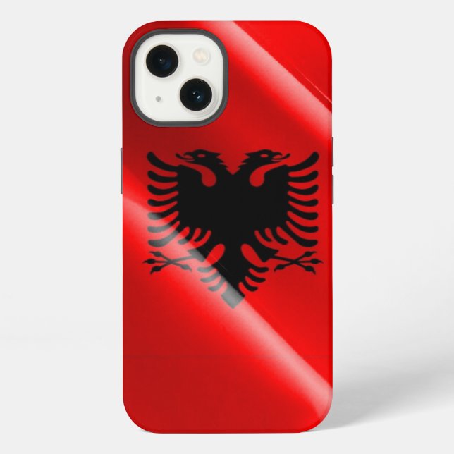 Coque iPhone Drapeau flottant de l'Albanie - (Verso)