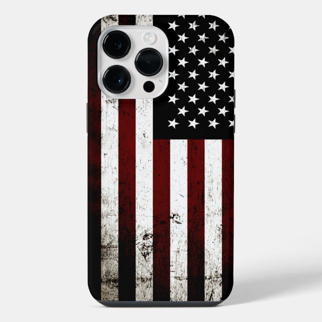 Coque iPhone Drapeau noir américain Grunge (Verso)