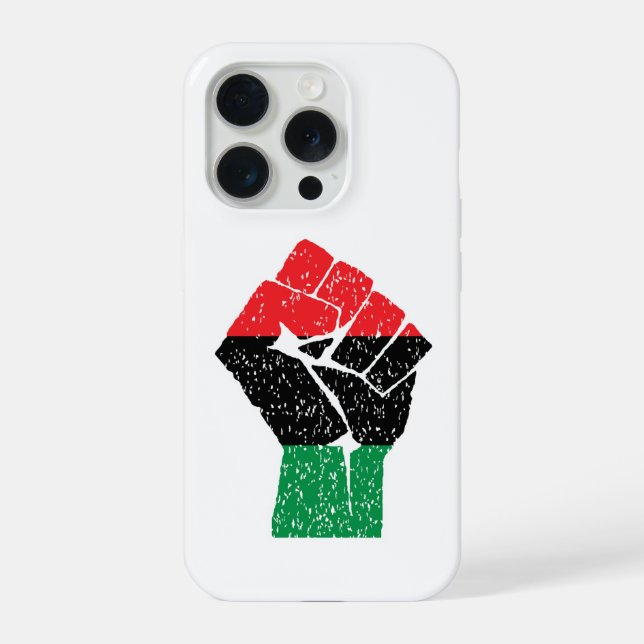 Coque iPhone Drapeau panafricain Poing, histoire noire afro-amé (Verso)