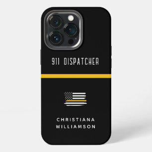 Etui iPhone 13 Pro Drapeau personnalisé à ligne mince or 911 Dispatch