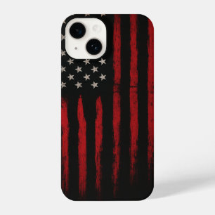 Coque Pour iPhone 14 Drapeau rouge et noir américain