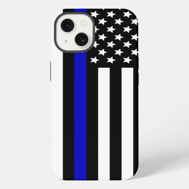 Coque iPhone Drapeau Thin Blue Line USA (Verso)