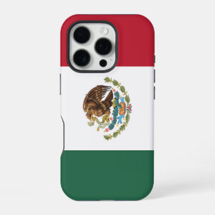 Coque iPhone 16 Pro Drapeau tricolore horizontal du Mexique Blason Aig