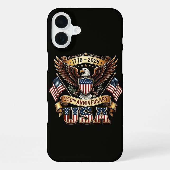 Coque iPhone Drapeau USA 250e anniversaire 250 ans d'Amérique (Verso)